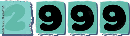 2999 Retro torn paper number Design art