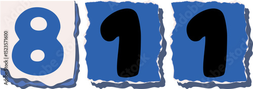 811 Retro torn paper number Design art