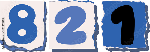 821 Retro torn paper number Design art