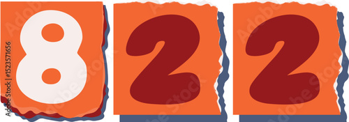 822 Retro torn paper number Design art
