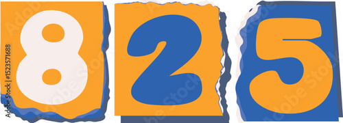 825 Retro torn paper number Design art