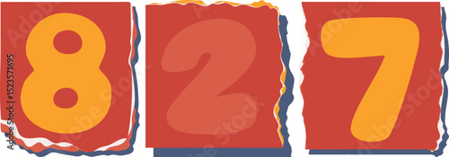 827 Retro torn paper number Design art