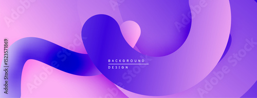 Abstract fluid shapes, purple hues dominate. Gradient transitions create depth, modern design element. Minimalist aesthetic, smooth curves present.