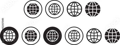 globe, earth, world, international, global, icon, icons, design, vector, set, collection, illustration, graphic, black, white, monochrome, round, circle, web, network, connection, communication, techn