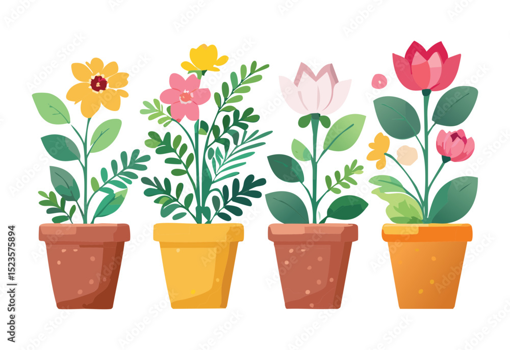 Fototapeta premium Floral Border Design with Colorful Flowers