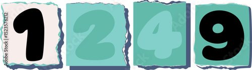 1249 Retro torn paper number Design art
