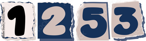 1253 Retro torn paper number Design art