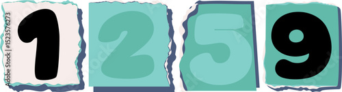 1259 Retro torn paper number Design art