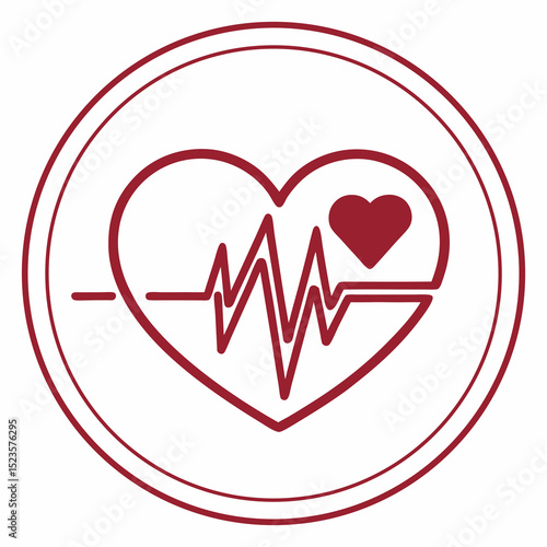 Heartbeat / heart beat pulse flat icon for medical apps and websites, heart and heartbeat symbol vector