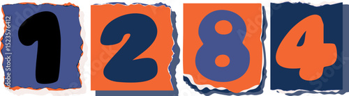 1284 Retro torn paper number Design art