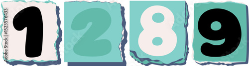 1289 Retro torn paper number Design art