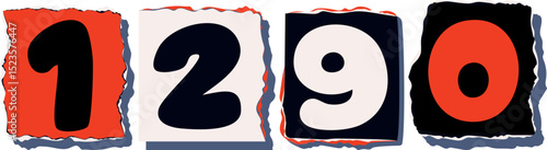 1290 Retro torn paper number Design art