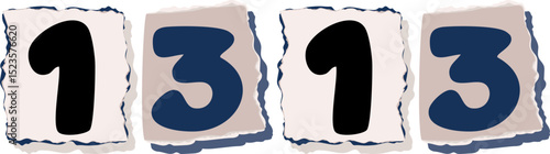 1313 Retro torn paper number Design art
