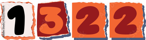1322 Retro torn paper number Design art