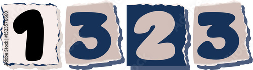 1323 Retro torn paper number Design art
