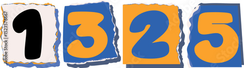 1325 Retro torn paper number Design art