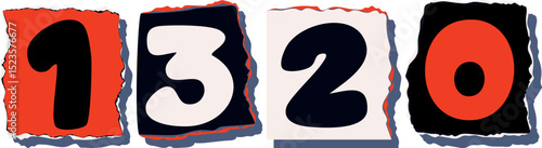 1320 Retro torn paper number Design art