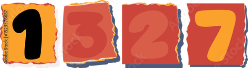 1327 Retro torn paper number Design art