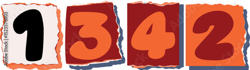 1342 Retro torn paper number Design art
