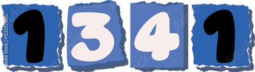1341 Retro torn paper number Design art
