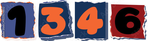 1346 Retro torn paper number Design art