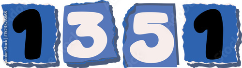1351 Retro torn paper number Design art