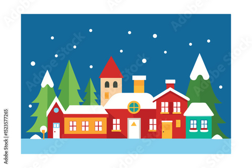 Winter Wonderland Village Snowy Houses and Festive Christmas Spirit