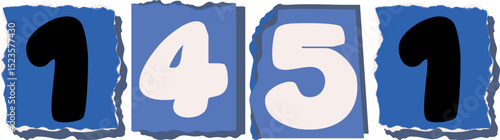 1451 Retro torn paper number Design art