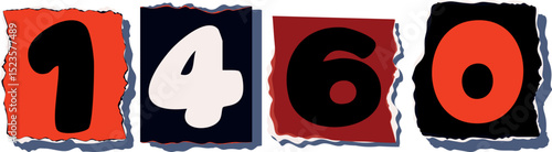 1460 Retro torn paper number Design art
