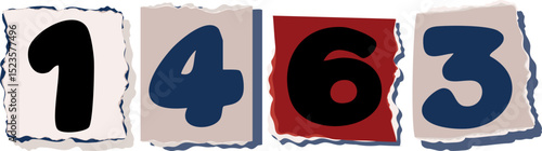 1463 Retro torn paper number Design art
