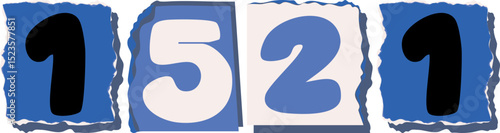 1521 Retro torn paper number Design art