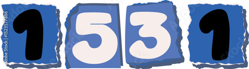 1531 Retro torn paper number Design art