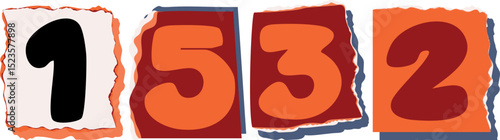 1532 Retro torn paper number Design art