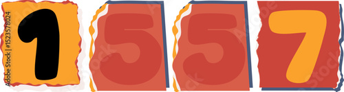 1557 Retro torn paper number Design art