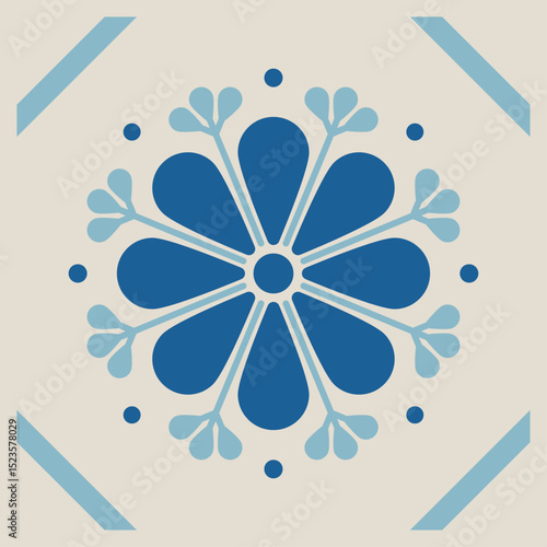 Blue and Aqua Floral Tile Pattern Set – Mediterranean Style Vector Design