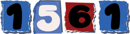 1561 Retro torn paper number Design art