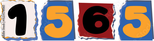 1565 Retro torn paper number Design art