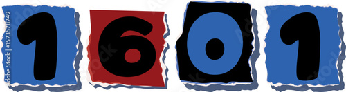 1601 Retro torn paper number Design art
