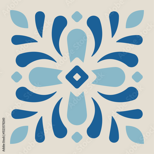 Blue and Aqua Floral Tile Pattern Set – Mediterranean Style Vector Design