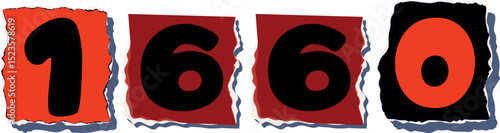 1660 Retro torn paper number Design art