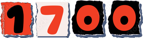 1700 Retro torn paper number Design art