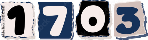 1703 Retro torn paper number Design art
