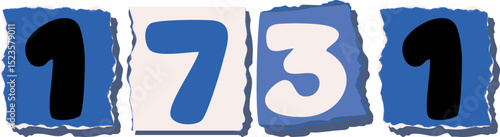 1731 Retro torn paper number Design art