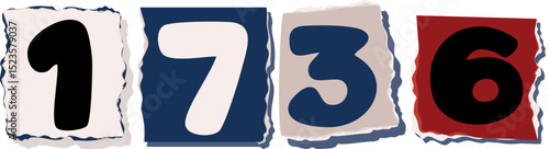 1736 Retro torn paper number Design art