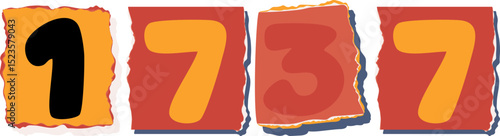 1737 Retro torn paper number Design art