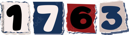 1763 Retro torn paper number Design art