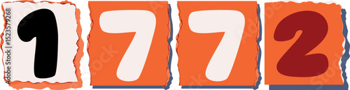 1772 Retro torn paper number Design art