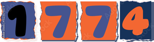 1774 Retro torn paper number Design art