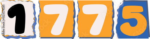 1775 Retro torn paper number Design art
