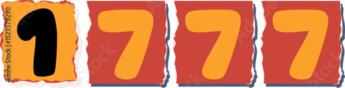 1777 Retro torn paper number Design art